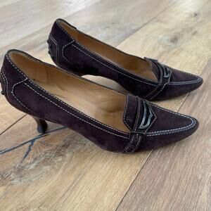 Women’s Tod’s Brown Suede Kitten Heel Loafer